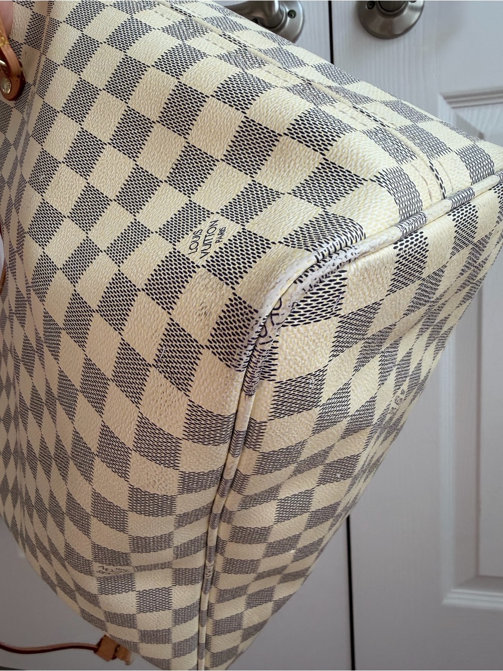 Fashion Inspired Checkered Canvas Tote Bag in Beige and Tan - Picture 13 of 16